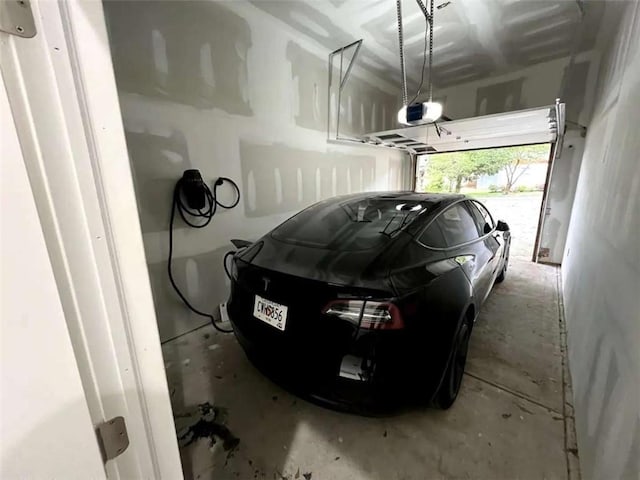 garage with a garage door opener