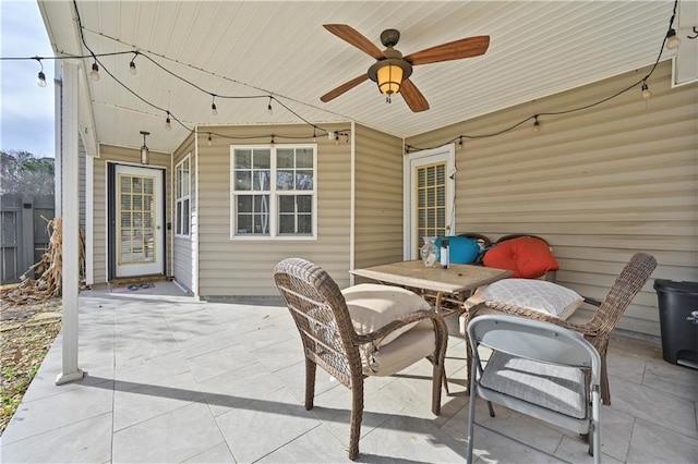 view of patio / terrace featuring ceiling fan