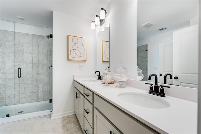 6121 Wayburn St, Tucker, GA 30084 - bathroom featuring double vanity and a stall shower