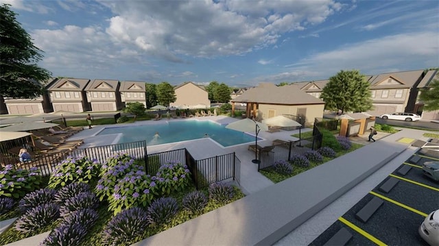 6121 Wayburn St, Tucker, GA 30084 - community pool featuring a residential view and a patio