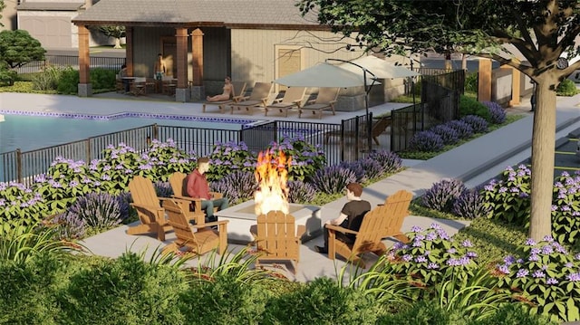 6121 Wayburn St, Tucker, GA 30084 - balcony featuring an outdoor fire pit and view of pool area
