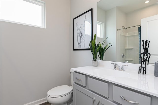 528 Aberdeen Mdw, Acworth, GA 30102 - full bathroom with toilet, recessed lighting, vanity, and walk in shower
