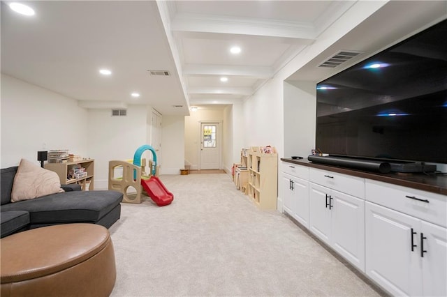 4086 Norton Pl SE, Smyrna, GA 30082 - playroom featuring visible vents, recessed lighting, and light colored carpet