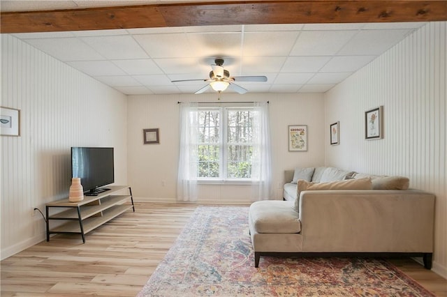 4086 Norton Pl SE, Smyrna, GA 30082 - living room featuring light wood-style flooring, baseboards, and a ceiling fan