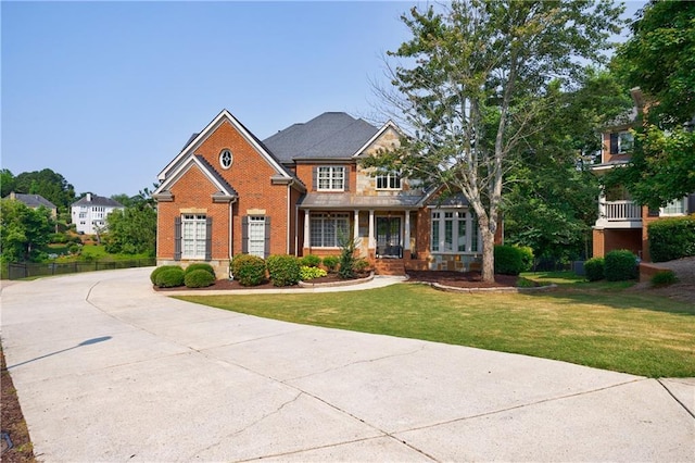 652 Pathview Ct, Dacula, GA 30019 - view of front of property featuring brick siding, a front yard, and driveway