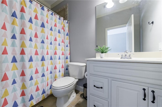 652 Pathview Ct, Dacula, GA 30019 - full bathroom with vanity, toilet, tile patterned floors, and curtained shower
