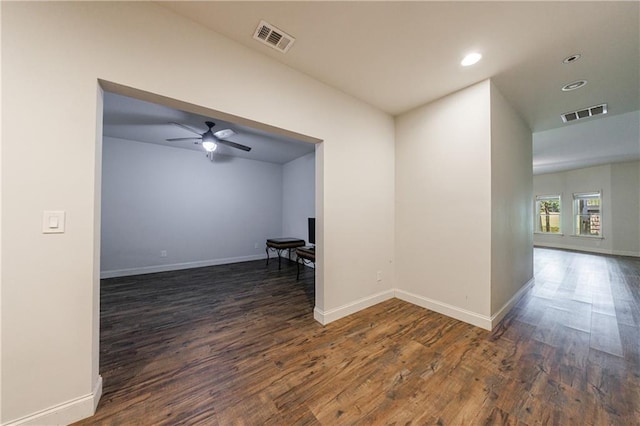 652 Pathview Ct, Dacula, GA 30019 - unfurnished room featuring dark wood finished floors, baseboards, recessed lighting, and a ceiling fan