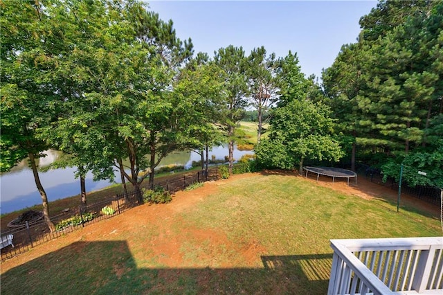 652 Pathview Ct, Dacula, GA 30019 - view of yard featuring a trampoline and a water view