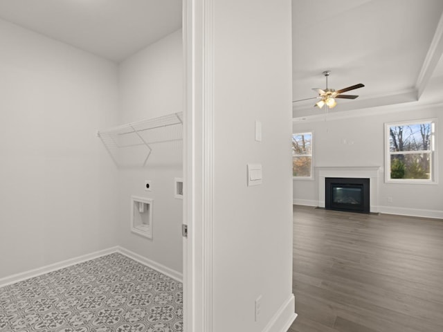 washroom featuring washer hookup, hookup for an electric dryer, and ceiling fan