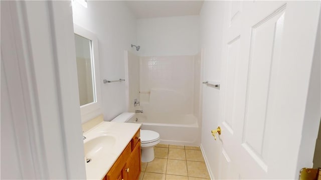 full bathroom with tile patterned floors, vanity, toilet, and shower / bath combination