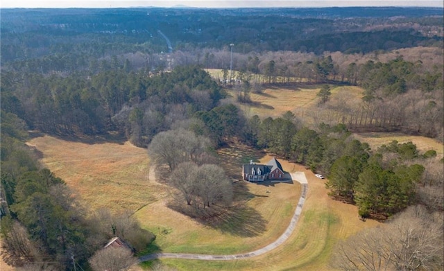 birds eye view of property featuring a rural view