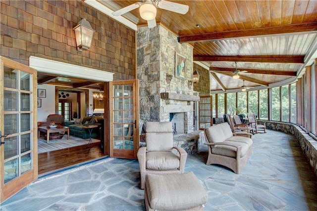 6302 J F Jay Rd, Gainesville, GA 30506 - sunroom with a ceiling fan, french doors, and plenty of natural light