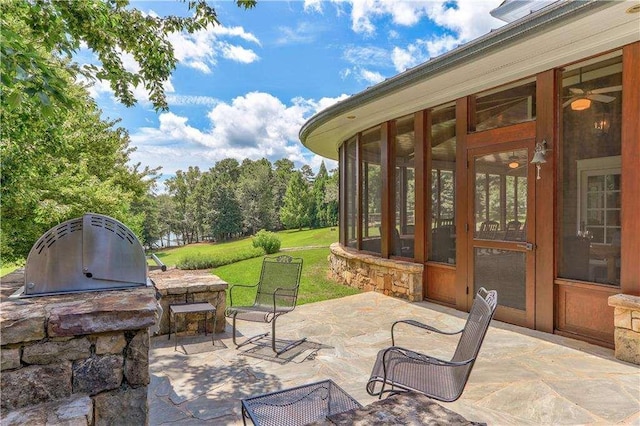 6302 J F Jay Rd, Gainesville, GA 30506 - view of patio featuring a sunroom and view of scattered trees