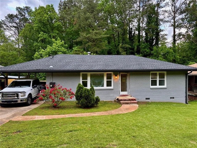 2107 Garden Cir, Decatur, GA 30032 - view of front of property featuring crawl space, brick siding, roof with shingles, and concrete driveway