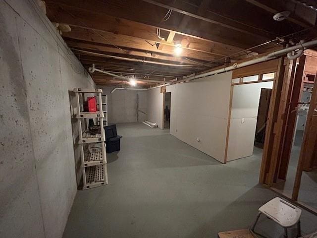 view of unfinished below grade area