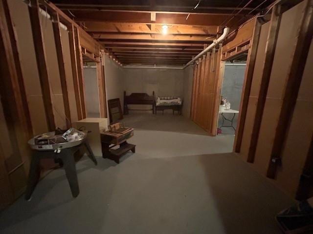 view of unfinished basement