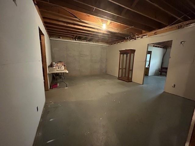 view of unfinished basement