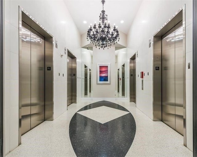 lobby with a high ceiling