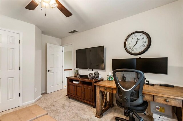 4401 Madison Woods Dr NW, Marietta, GA 30064 - office area with ceiling fan and light carpet