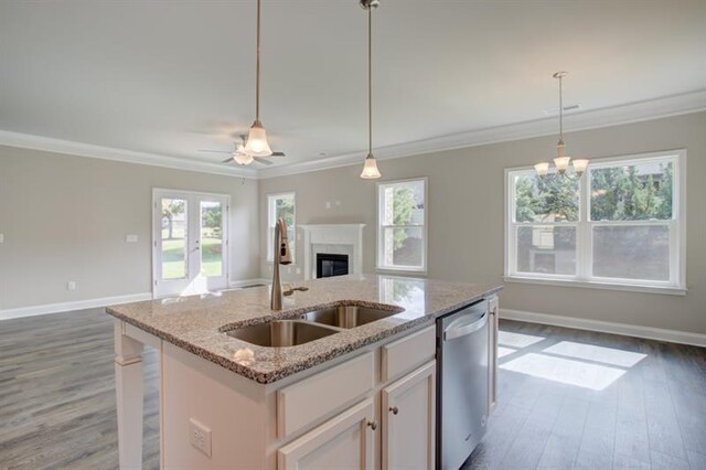 entrance foyer with coffered ceiling, dark wood-type flooring, crown molding, and beam ceiling