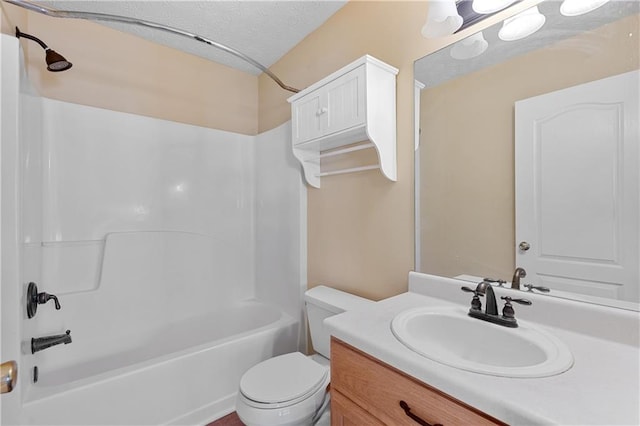 3127 Fields Dr, Lithonia, GA 30038 - bathroom with toilet, shower / washtub combination, vanity, and a textured ceiling