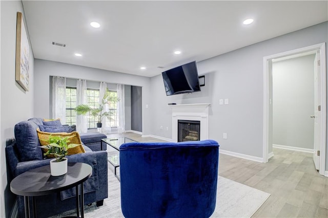 living room featuring light hardwood / wood-style floors