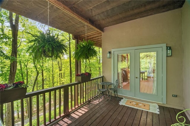 wooden deck with french doors