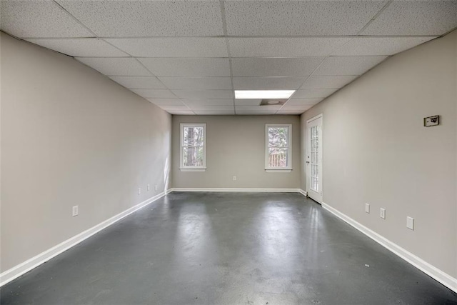 spare room with a drop ceiling