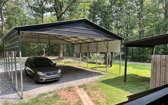view of parking / parking lot featuring a carport