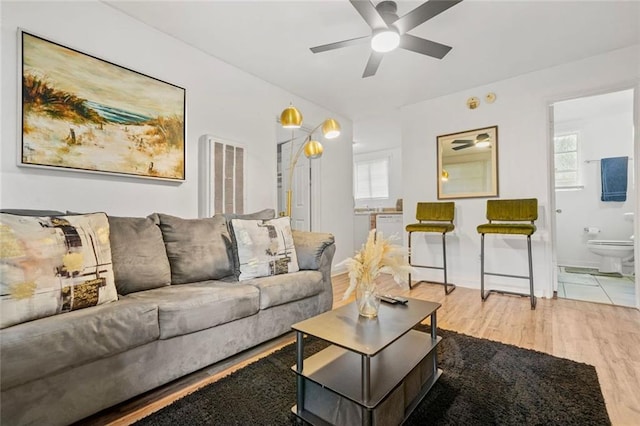 210 Estoria St SE, Atlanta, GA 30316 - living area with a ceiling fan, wood finished floors, and baseboards