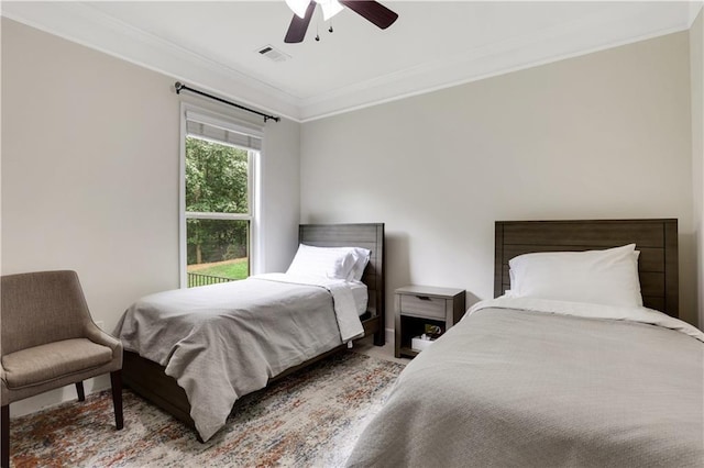 1105 Sterling Brooke Dr, Alpharetta, GA 30022 - bedroom with ornamental molding and a ceiling fan