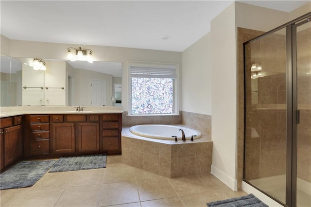 1105 Sterling Brooke Dr, Alpharetta, GA 30022 - full bath featuring vanity, a bath, a stall shower, and tile patterned floors