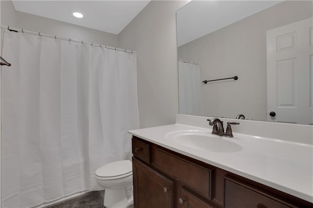 1105 Sterling Brooke Dr, Alpharetta, GA 30022 - bathroom featuring vanity, a shower with curtain, and recessed lighting