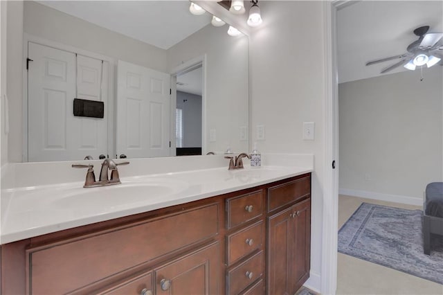 1105 Sterling Brooke Dr, Alpharetta, GA 30022 - bathroom featuring double vanity and a ceiling fan