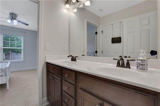 1105 Sterling Brooke Dr, Alpharetta, GA 30022 - bathroom with double vanity and ceiling fan