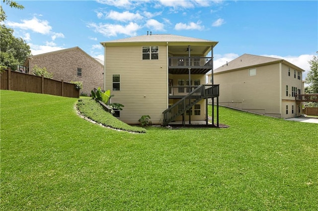 1105 Sterling Brooke Dr, Alpharetta, GA 30022 - rear view of property featuring stairway, a ceiling fan, and a deck