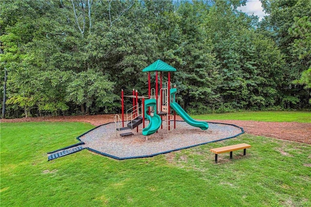 view of playground featuring a yard