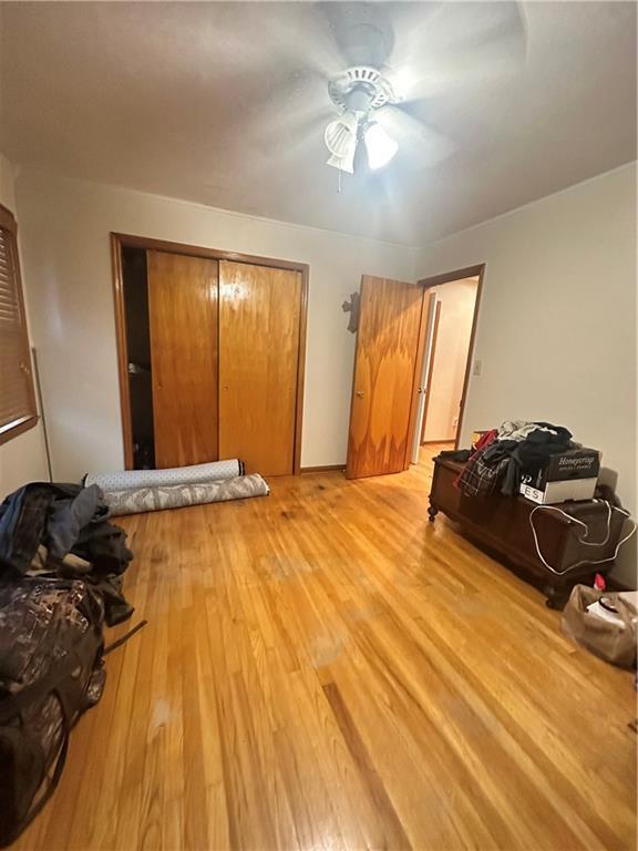 interior space featuring ceiling fan and light hardwood / wood-style floors