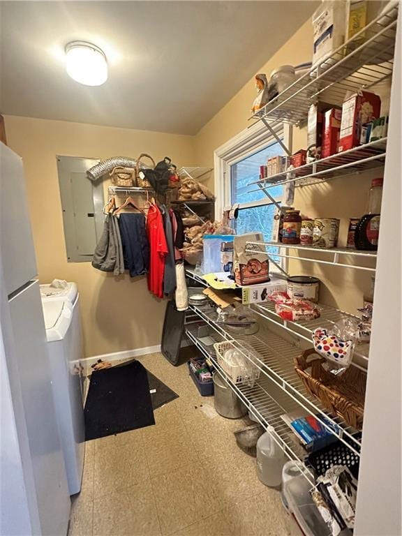 spacious closet with electric panel and independent washer and dryer