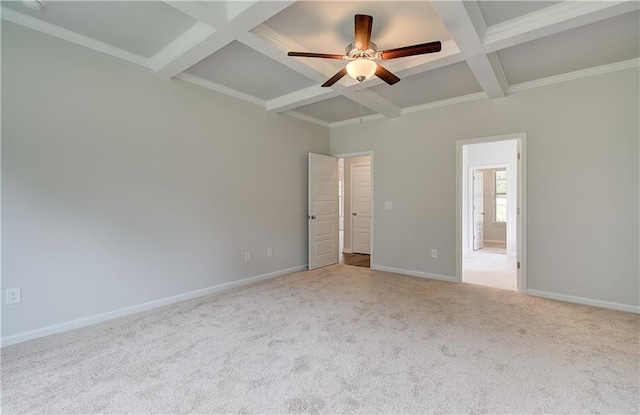 0 Cooper Cv E, Fayetteville, GA 30215 - unfurnished bedroom featuring beam ceiling, coffered ceiling, baseboards, carpet floors, and a ceiling fan
