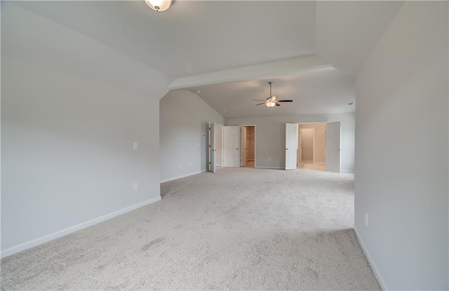 0 Cooper Cv E, Fayetteville, GA 30215 - unfurnished room featuring baseboards, light colored carpet, lofted ceiling, and ceiling fan