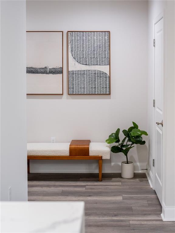 room details featuring wood finished floors and baseboards