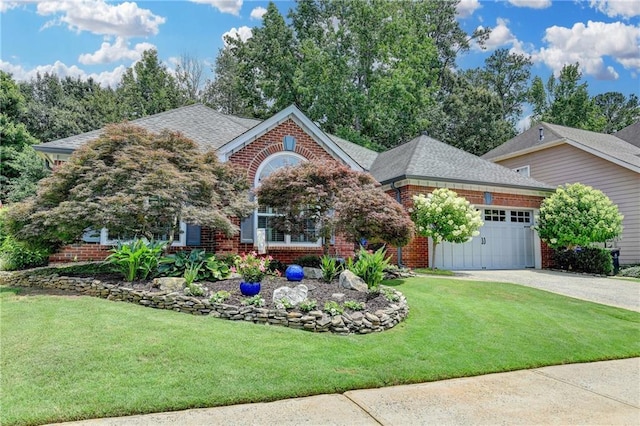 510 Elgaen Ct, Roswell, GA 30075 - view of front of home with brick siding, a garage, a front yard, and concrete driveway
