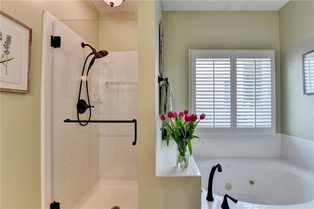 510 Elgaen Ct, Roswell, GA 30075 - bathroom with a stall shower, a whirlpool tub, and healthy amount of natural light
