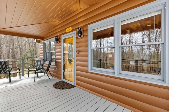 wooden deck featuring a porch