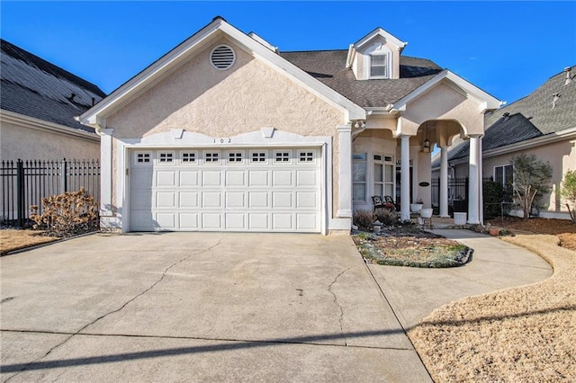 view of front of house with a garage