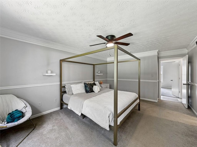 30 Court S, Ellenwood, GA 30294 - bedroom featuring crown molding, carpet flooring, ceiling fan, and a textured ceiling