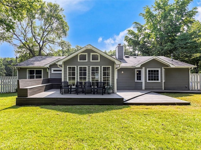 30 Court S, Ellenwood, GA 30294 - rear view of property featuring a chimney and a deck