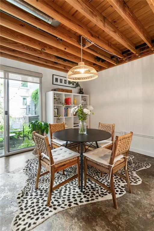 1661 La France St NE Unit 222, Atlanta, GA 30307 - dining area with beam ceiling
