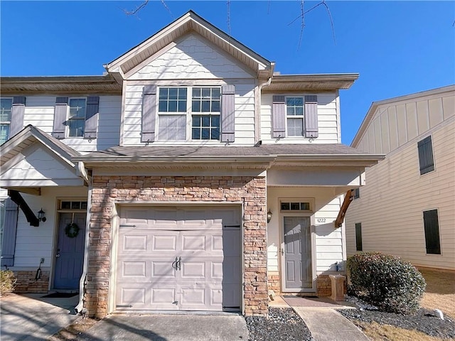 view of property featuring a garage